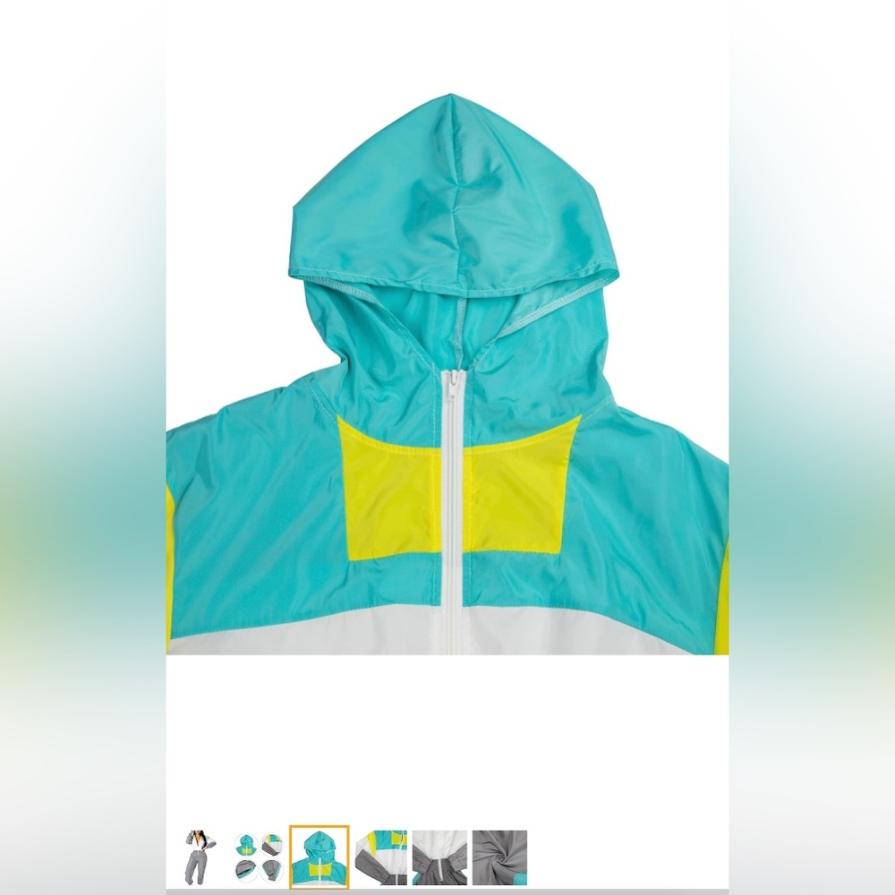 VOIKERDR Women Colorblock One Piece Outfits Set High Waist Windbreaker Jumpsuit - Picture 5 of 12